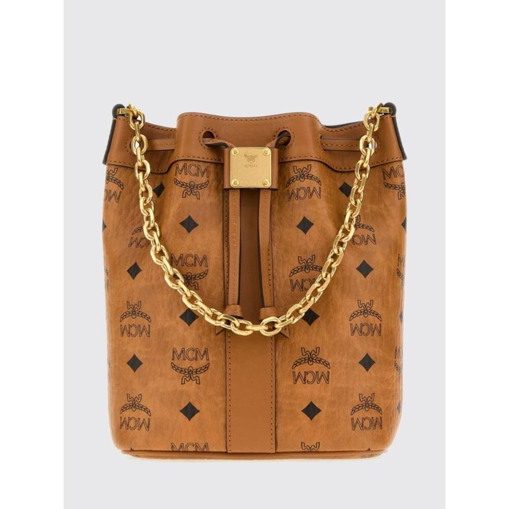 Mcm Men Dessau Visetos Monogram Coated Cotton Bucket Bag Mcm With Drawstring
